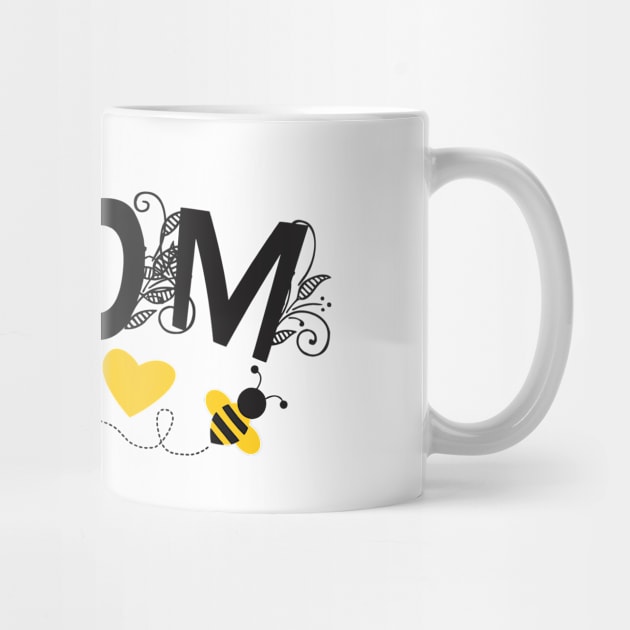 Mom to be | Pregnancy Announcement With Black Floral Typography and Yellow Heart And Bee by ZAZIZU